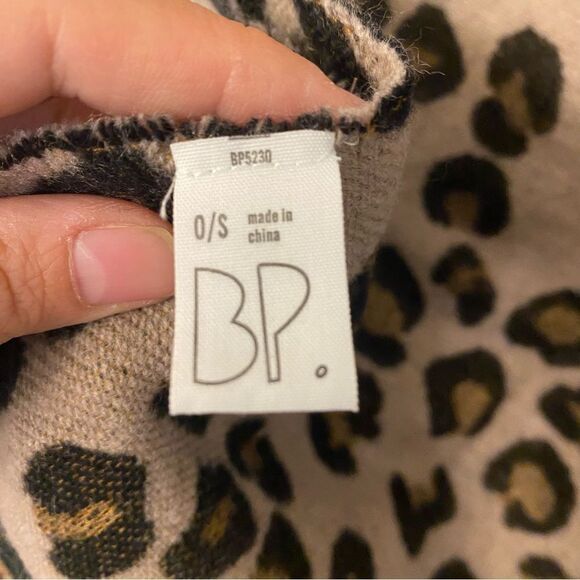 BP brown Animal cheetah leopard Print Scarf mid weight cozy fringe 17x80 - Picture 6 of 8